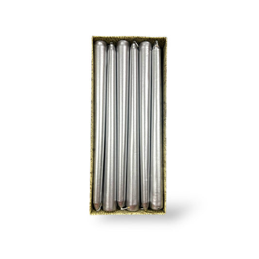 VELAS DE CANDELABRO 25cm PLATEADO