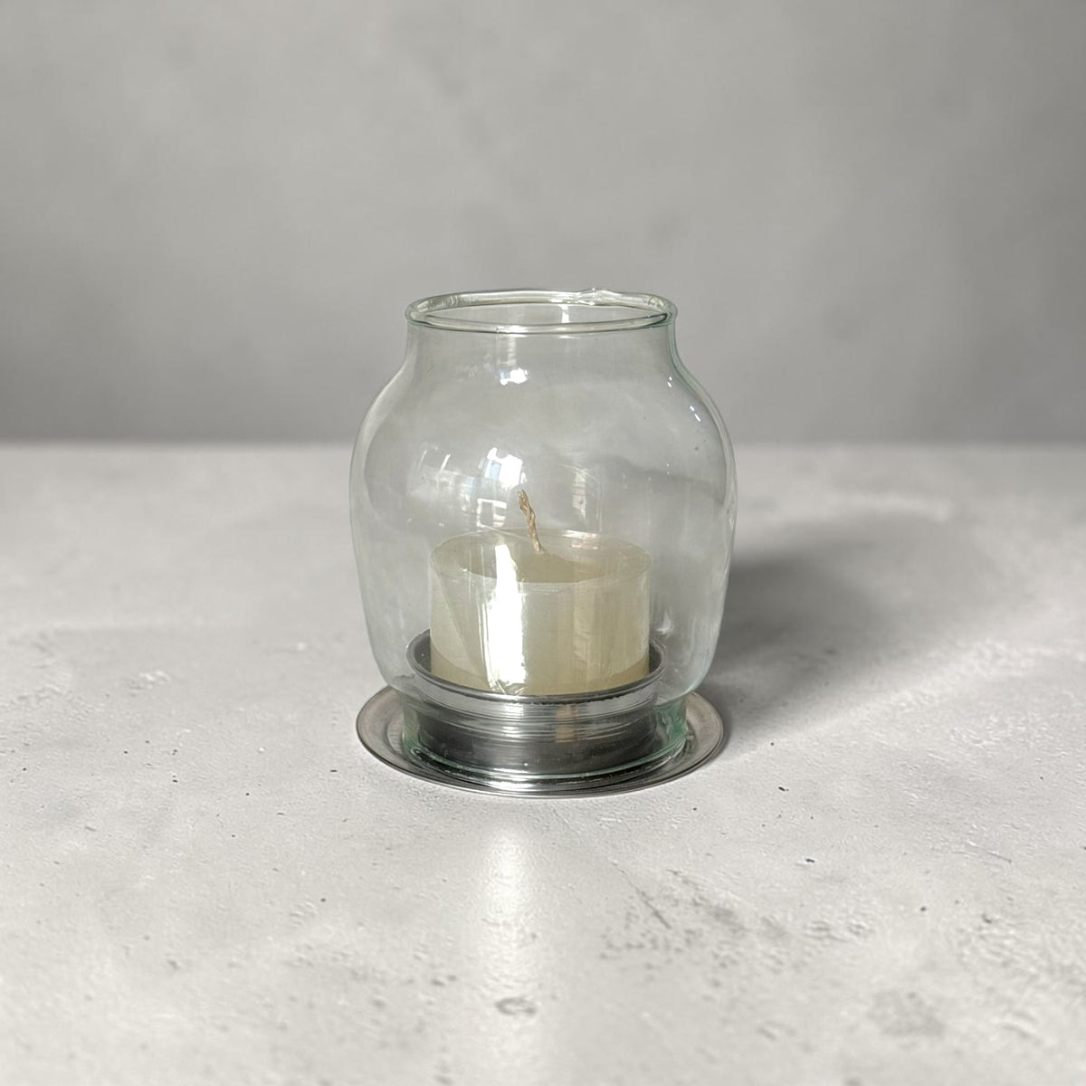 Lamparin porta vela de vidrio bombita 9cm