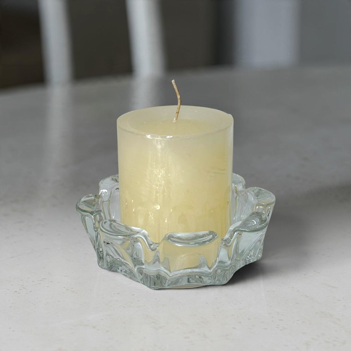 Porta vela vidrio flor