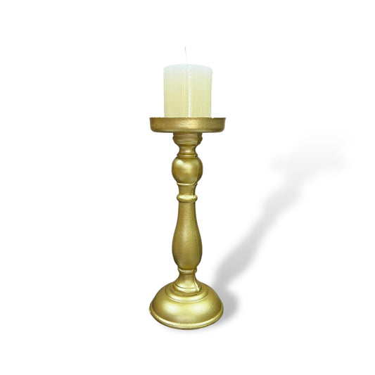 CANDELABRO MADERA DORADA