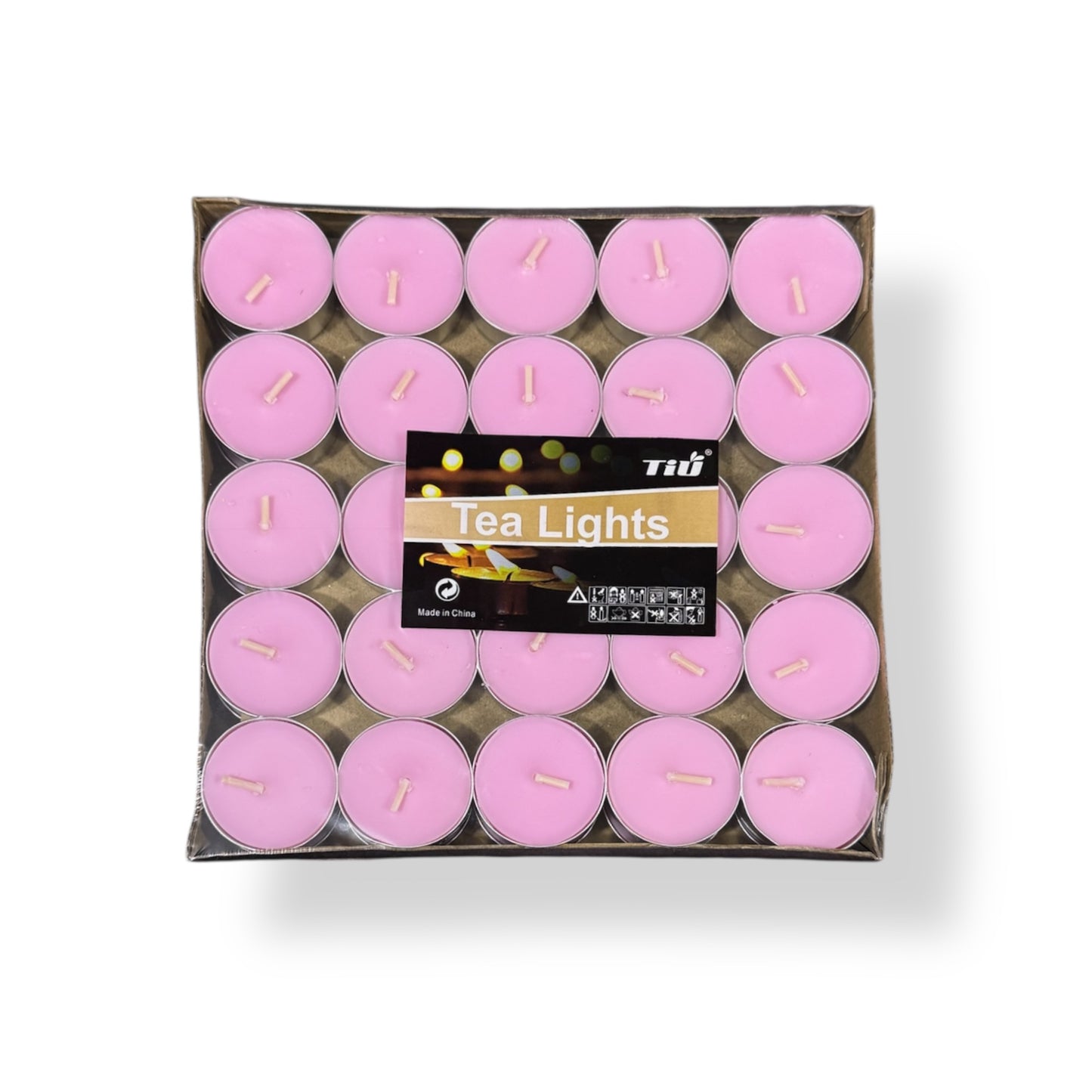 Tealights rosado vela de quemador packx50 unid (duración 4horas)