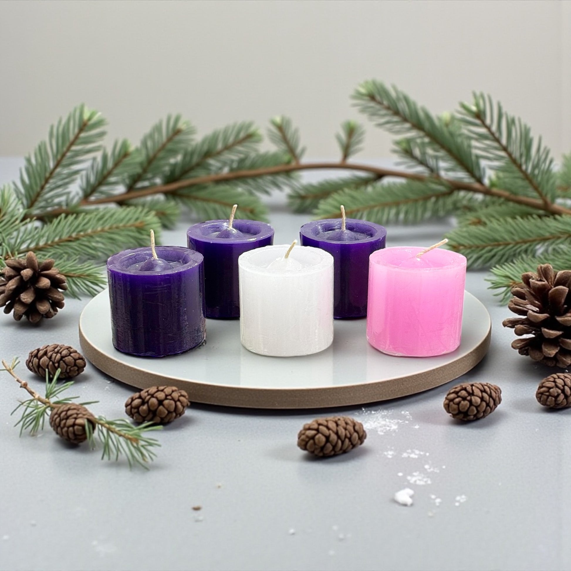 Premium Hogar Velas De Hanukkah NINGESHOP 4 Piezas Set De Velas De Adviento De Navidad, Velas De Adviento, Vela De Mesa 3 Pu00farpura 1 Rosa, Velas Cu00f3nicas De Cera Para Candelabro Coronas