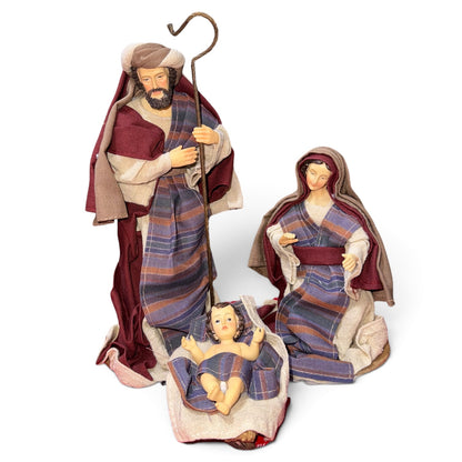 Sagrada familia nacimiento con ropa de tela colores 25cm Santini
