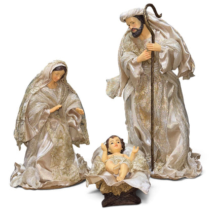 Sagrada familia nacimiento con ropa de tela dorado 36cm Santini