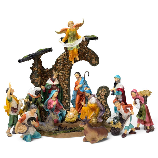 Nacimiento con casita y aldeanos 15cm (casa 30cm) Santini