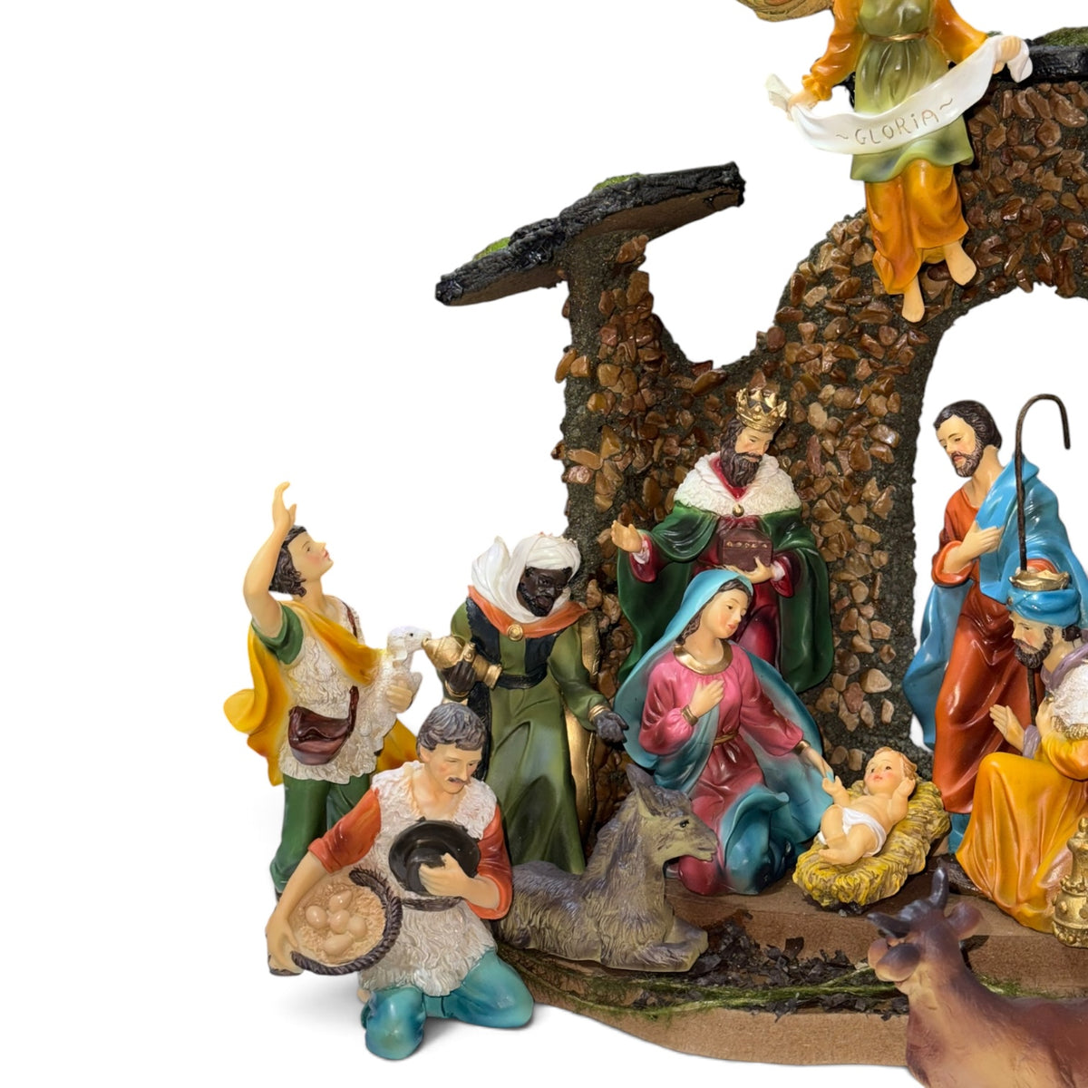 Nacimiento con casita y aldeanos 15cm (casa 30cm) Santini