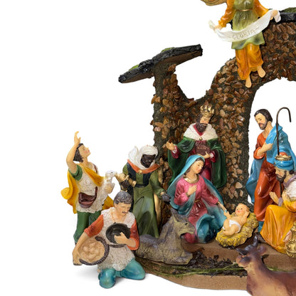 Nacimiento con casita y aldeanos 15cm (casa 30cm) Santini