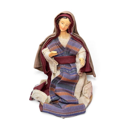 Sagrada familia nacimiento con ropa de tela colores 25cm Santini