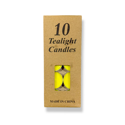 Tealights amarillo vela de quemador packx10 unid (duración 2hrs)