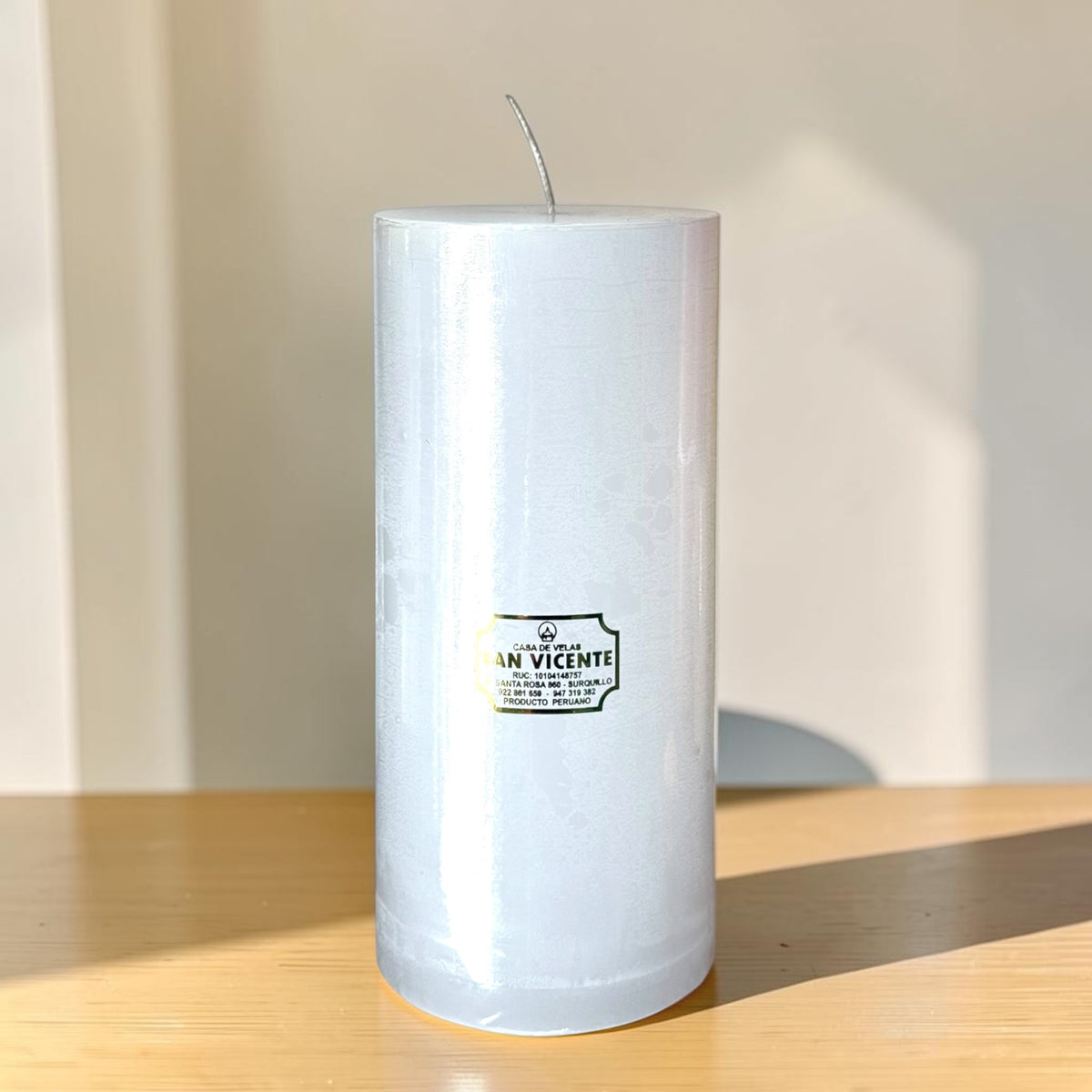 Vela cilíndrica blanca 10*22