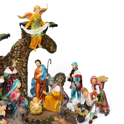 Nacimiento con casita y aldeanos 15cm (casa 30cm) Santini