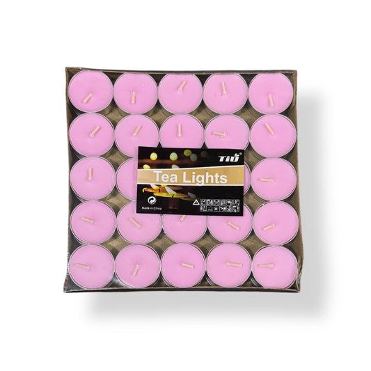 Tealights rosado vela de quemador packx50 unid (duración 4horas)